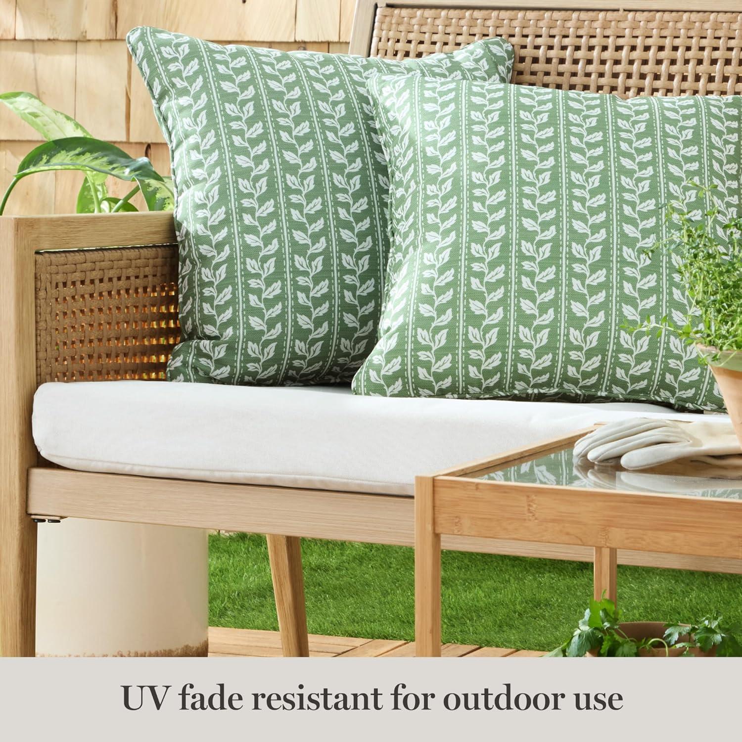 imageMartha Stewart Vineyard Vines Indoor Outdoor Decorative Pillow 2Pack Set UV Fade Resistant Water Repellent Printed Garden Design Green 18quotx18quotGreen