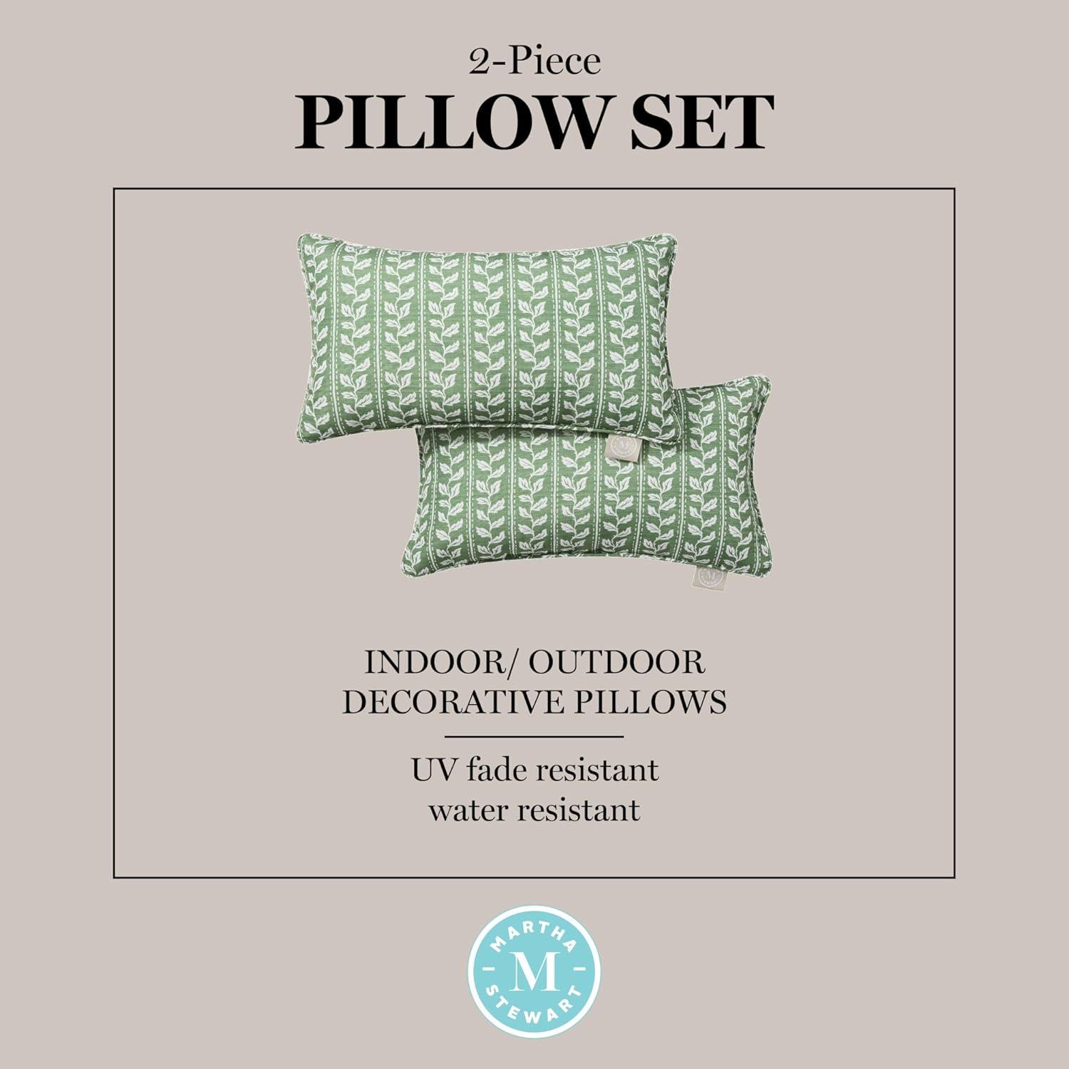 imageMartha Stewart Vineyard Vines Indoor Outdoor Decorative Pillow 2Pack Set UV Fade Resistant Water Repellent Printed Garden Design Green 18quotx18quotGreen