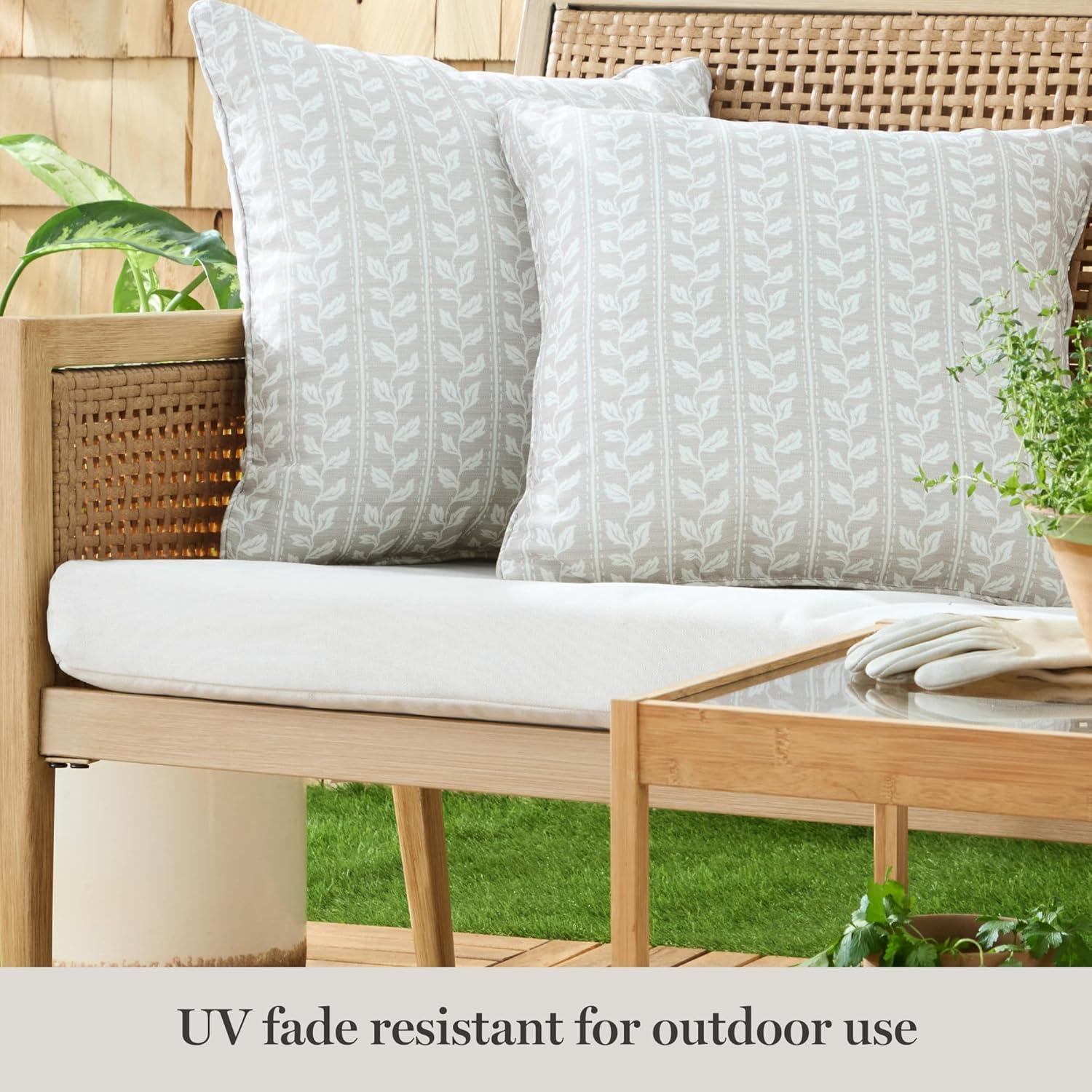 imageMartha Stewart Vineyard Vines Indoor Outdoor Decorative Pillow 2Pack Set UV Fade Resistant Water Repellent Printed Garden Design Green 18quotx18quotWarm Grey