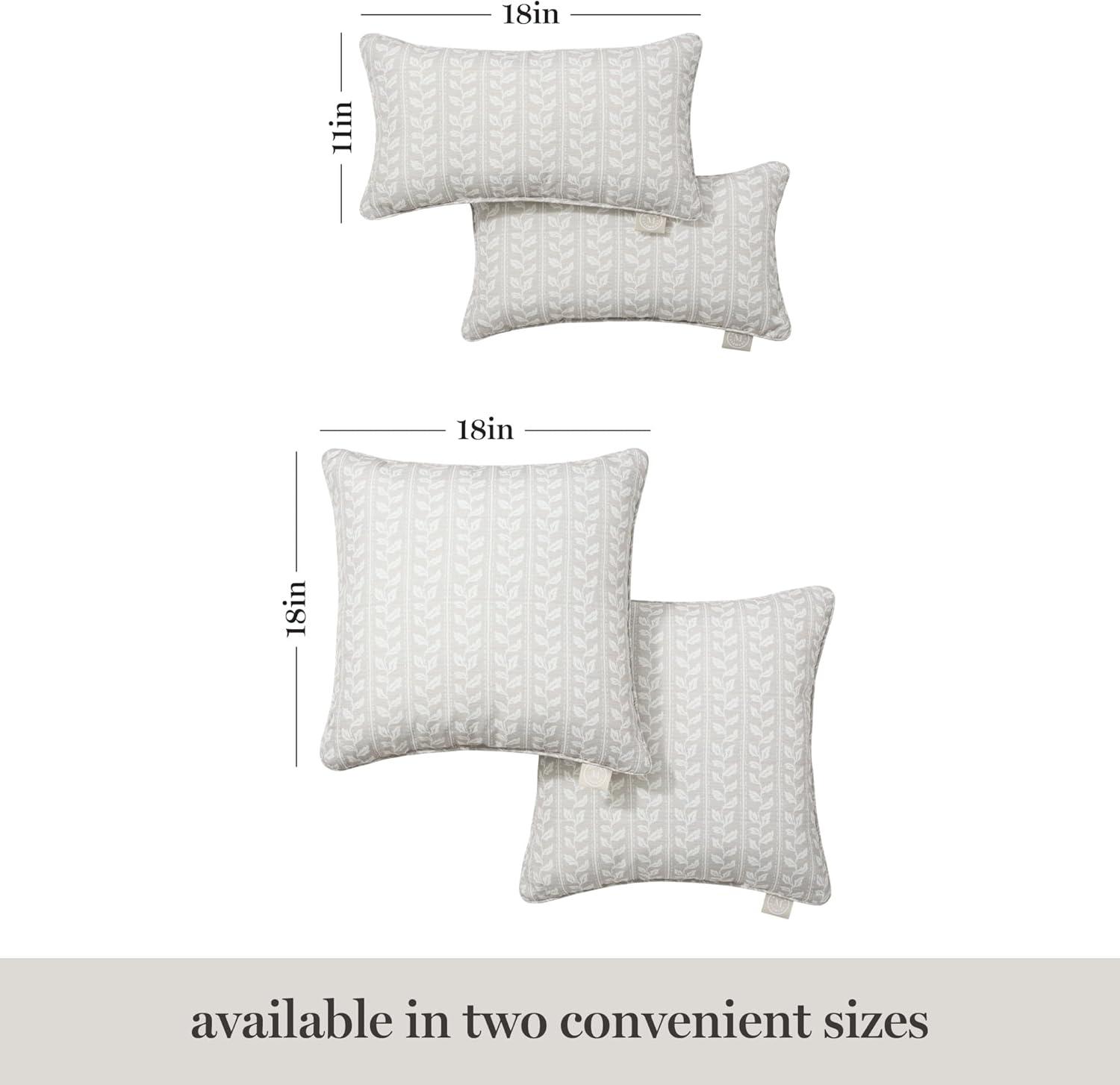 imageMartha Stewart Vineyard Vines Indoor Outdoor Decorative Pillow 2Pack Set UV Fade Resistant Water Repellent Printed Garden Design Green 18quotx18quotWarm Grey