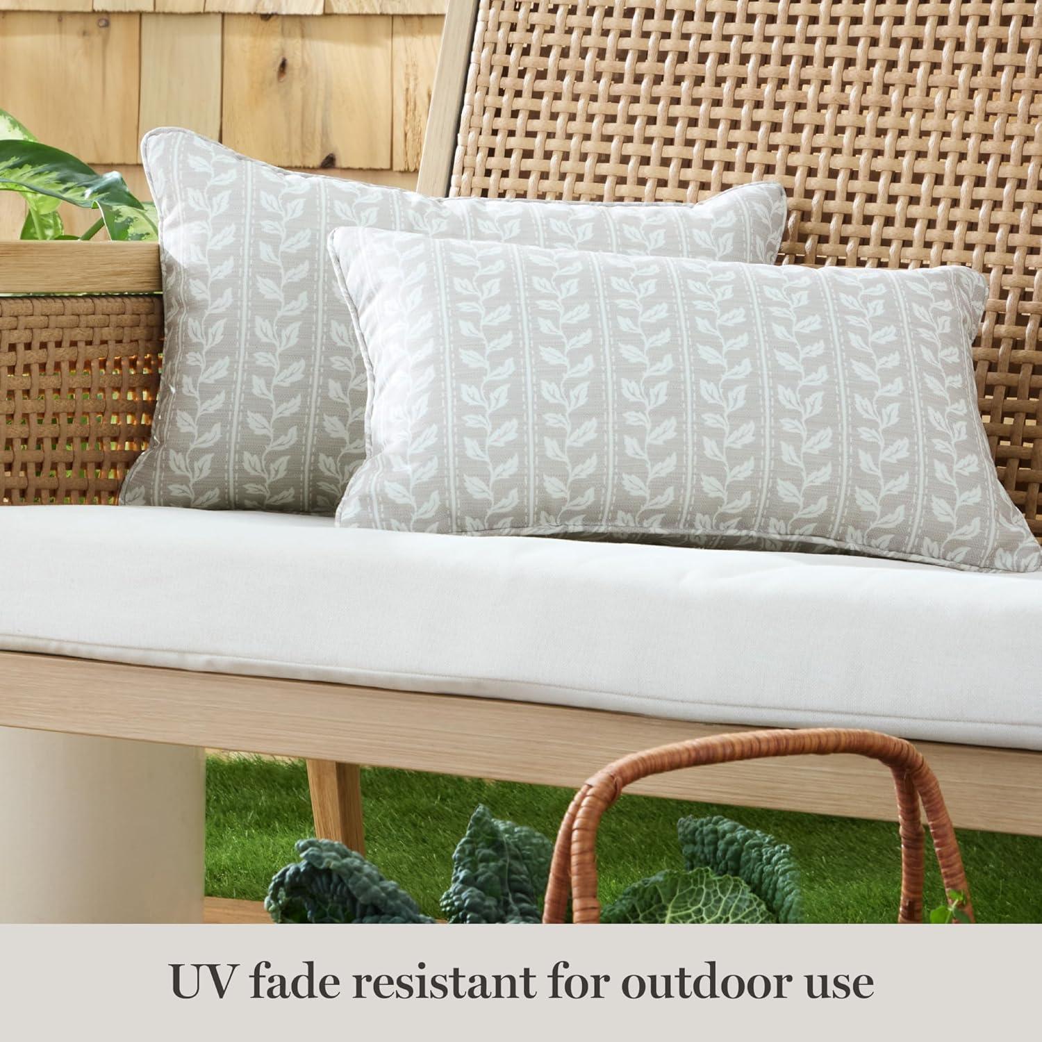 imageMartha Stewart Vineyard Vines Indoor Outdoor Decorative Pillow 2Pack Set UV Fade Resistant Water Repellent Printed Garden Design Green 18quotx18quotWarm Grey