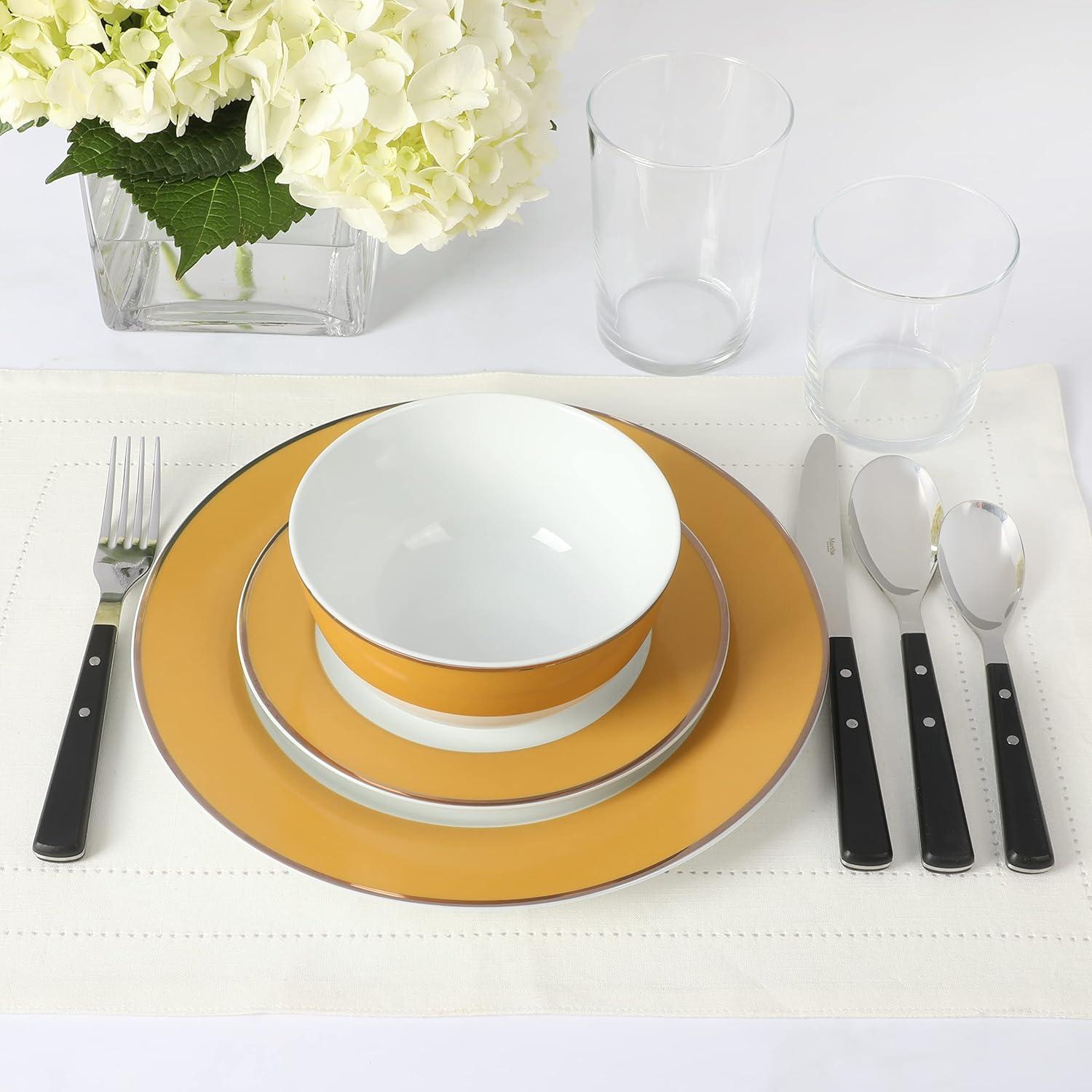 imageMartha Stewart Watercliffe 16 pc Flatware Silverware Set  Stainless Steel Utensils  Forks Spoons Knives  Service for 4  LinenWatercliffe Black