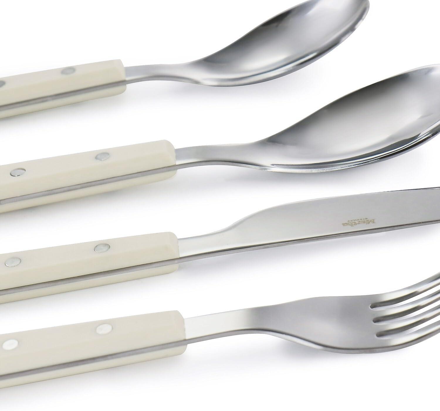 imageMartha Stewart Watercliffe 16 pc Flatware Silverware Set  Stainless Steel Utensils  Forks Spoons Knives  Service for 4  LinenWatercliffe Linen