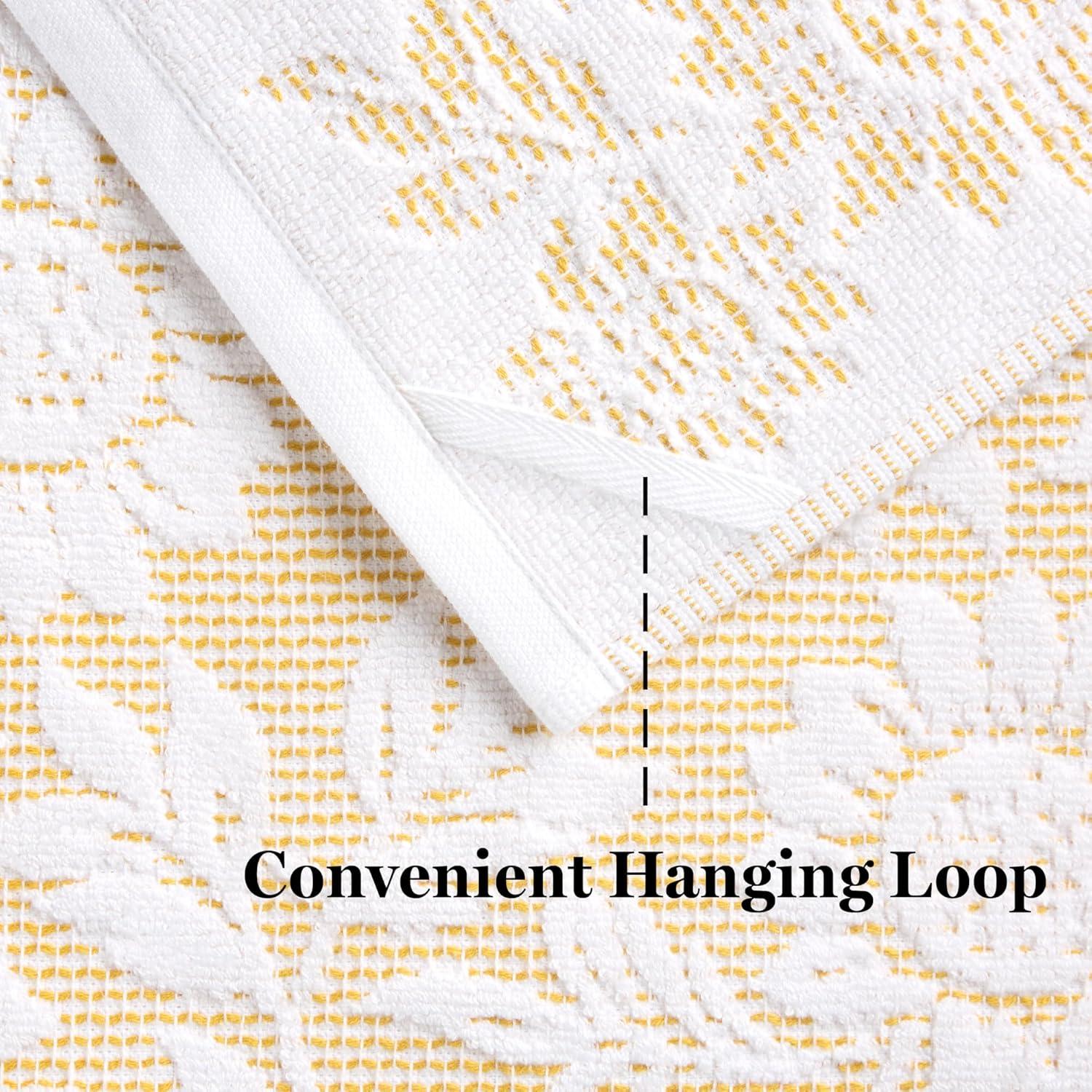 imageMartha Stewart Woodland Harvest Jacquard Leaves Kitchen Towel 2Pack Set 100 Cotton with Absorbent Honeycomb Texture Decorative Kitchen Towels Green 16quotX28quotYellow