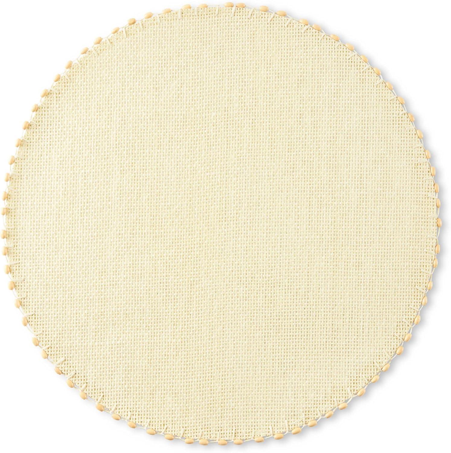 imageMartha Stewart Woven Water Resistant Lindos Placemat Set 6Pack 15quot Round BeigeBeige