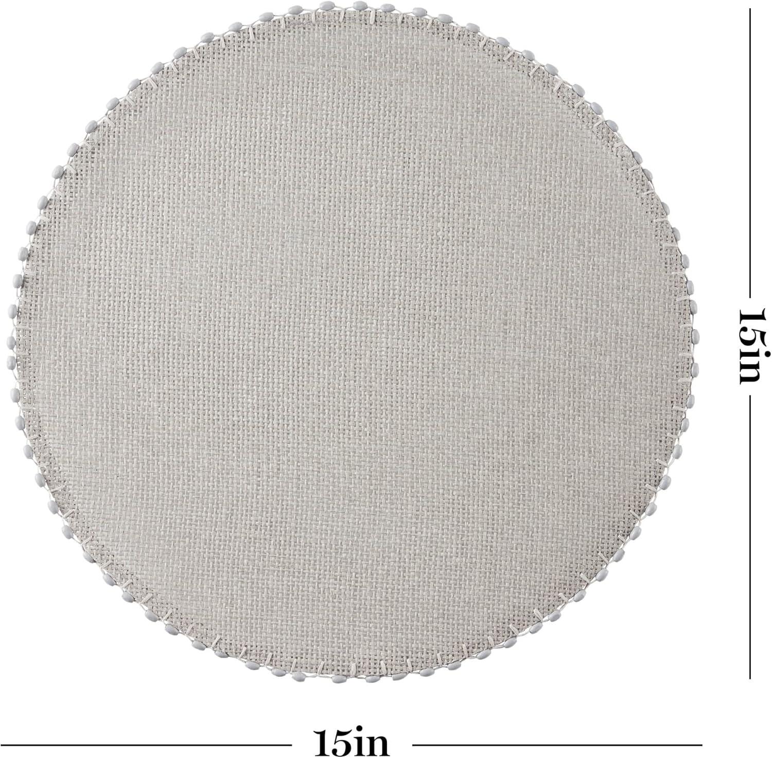 imageMartha Stewart Woven Water Resistant Lindos Placemat Set 6Pack 15quot Round BeigeGray