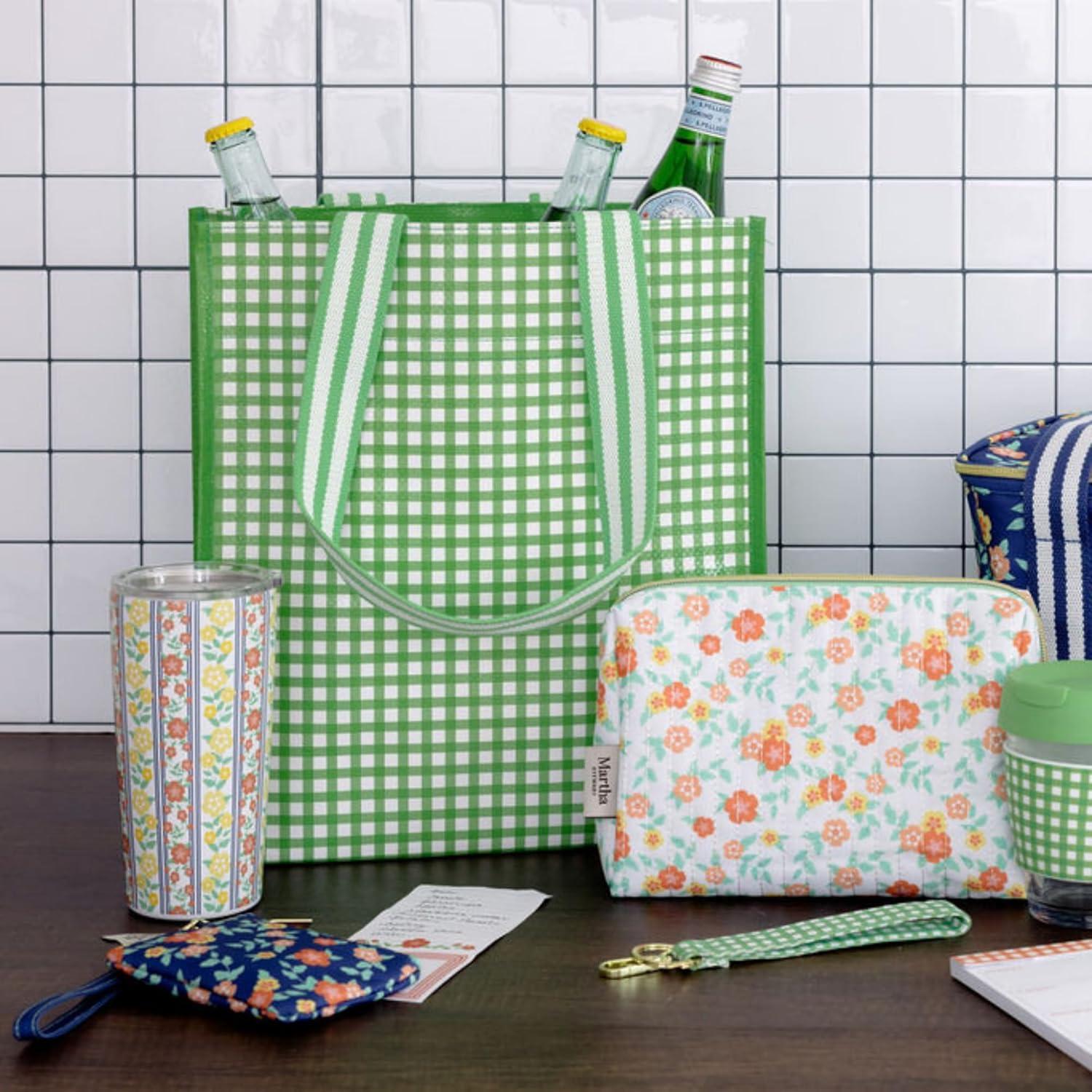 imageMartha Stewart Wristlet for Keychain and Keys Cute Floral Key Holder Bracelet Arcadian Green Gingham