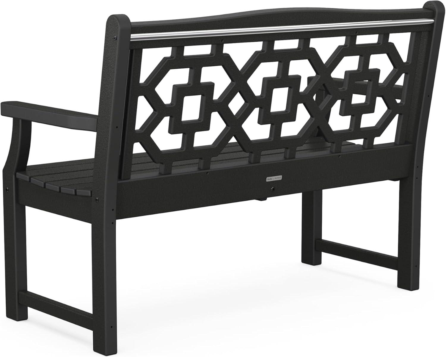 imageMartha Stewart by POLYWOOD Chinoiserie 48 Garden Bench in WhiteBlack