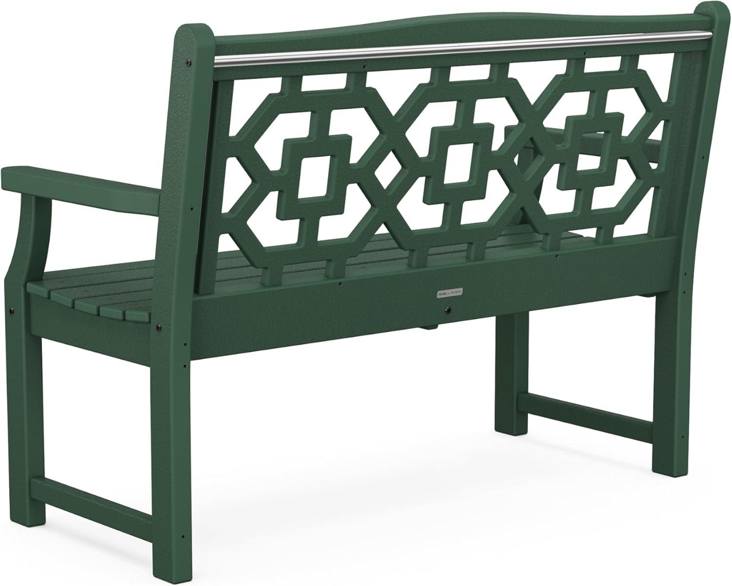 imageMartha Stewart by POLYWOOD Chinoiserie 48 Garden Bench in WhiteGreen
