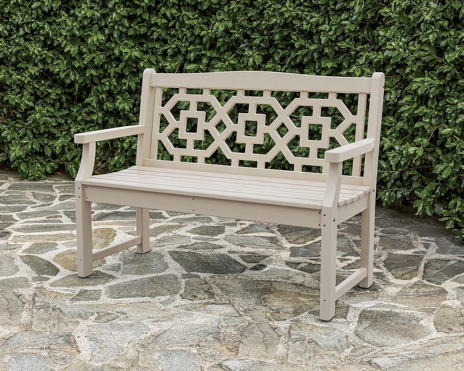 imageMartha Stewart by POLYWOOD Chinoiserie 48 Garden Bench in WhiteMahogany