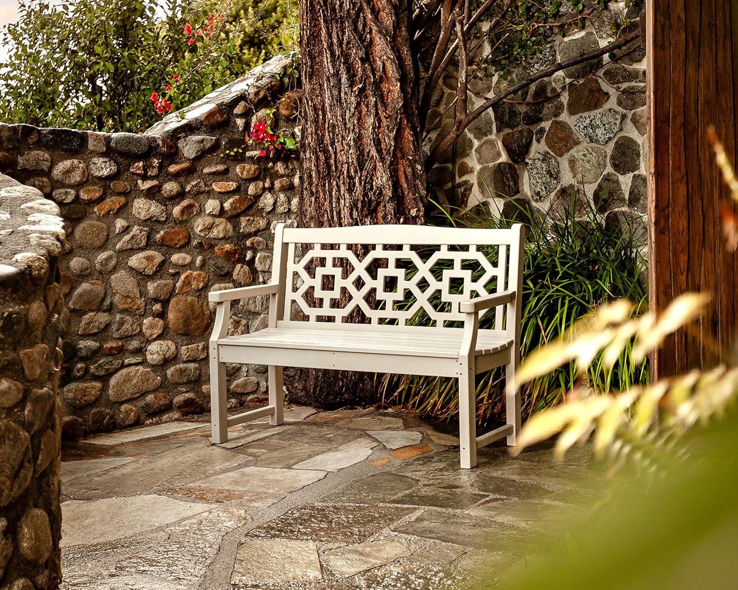 imageMartha Stewart by POLYWOOD Chinoiserie 48 Garden Bench in WhiteSand