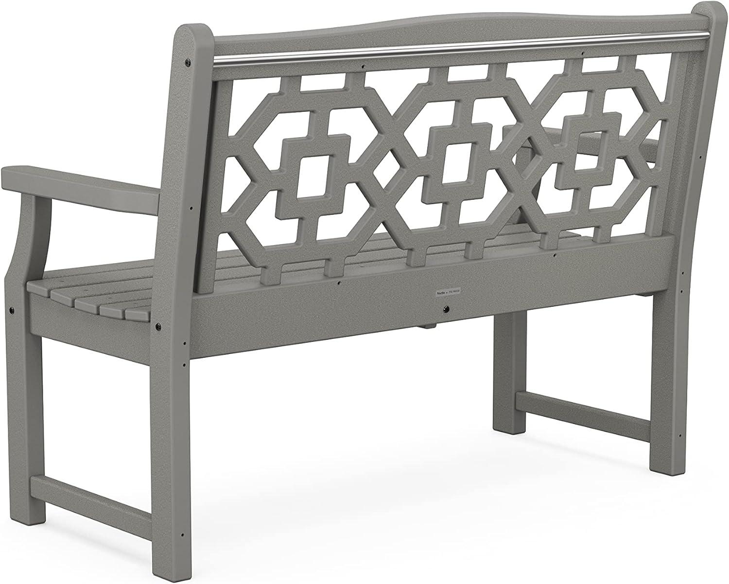 imageMartha Stewart by POLYWOOD Chinoiserie 48 Garden Bench in WhiteSlate Grey