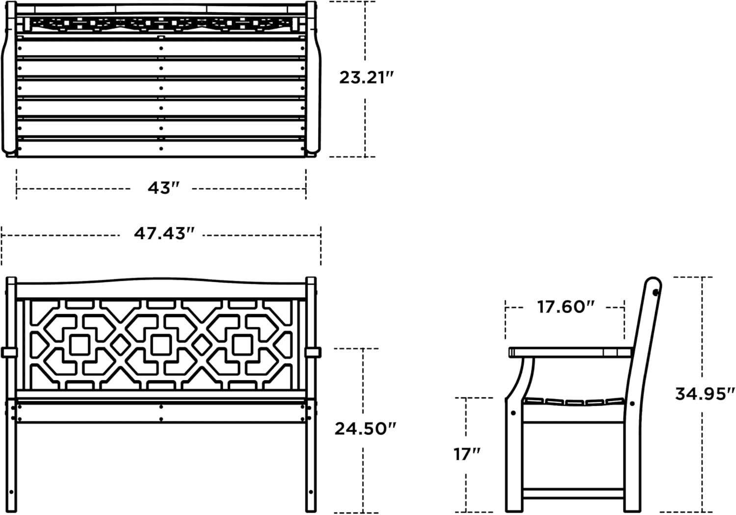 imageMartha Stewart by POLYWOOD Chinoiserie 48 Garden Bench in WhiteTeak