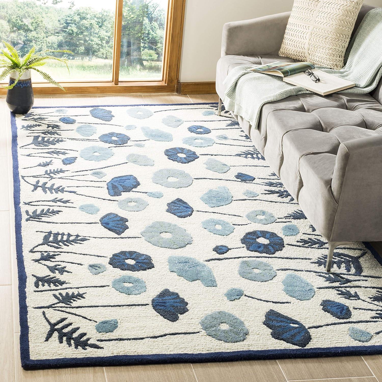 imageMartha Stewart x SAFAVIEH Area Rug Collection  4 x 6 Cayenne Red Handmade Wool ampamp Viscose Ideal for Living Room Foyer Bedroom Accent Space MSR3627BAzurite Blue