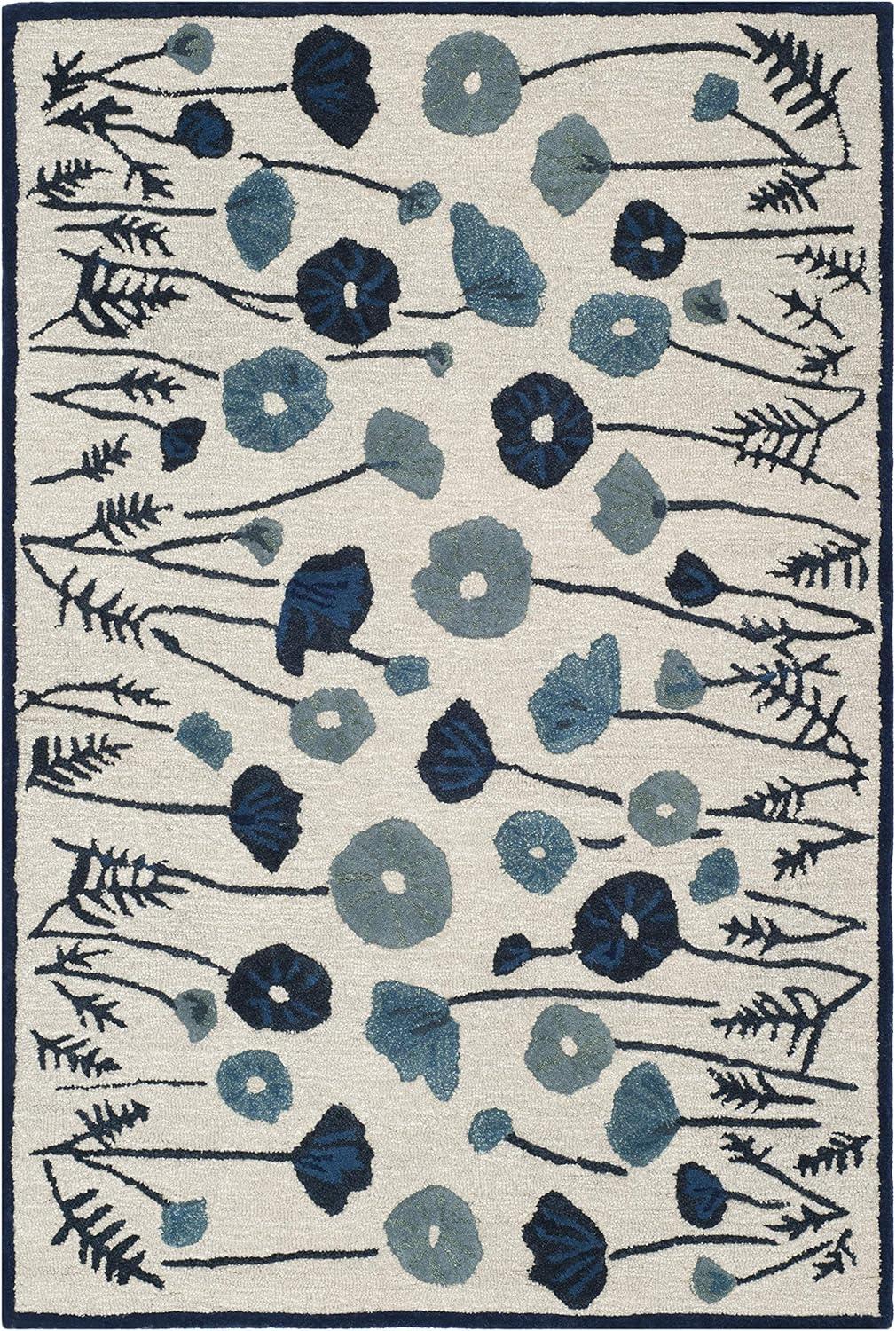 imageMartha Stewart x SAFAVIEH Area Rug Collection  4 x 6 Cayenne Red Handmade Wool ampamp Viscose Ideal for Living Room Foyer Bedroom Accent Space MSR3627BAzurite Blue