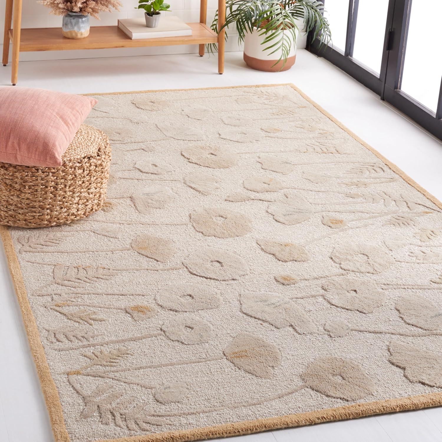 imageMartha Stewart x SAFAVIEH Area Rug Collection  4 x 6 Cayenne Red Handmade Wool ampamp Viscose Ideal for Living Room Foyer Bedroom Accent Space MSR3627BNutshellBrown