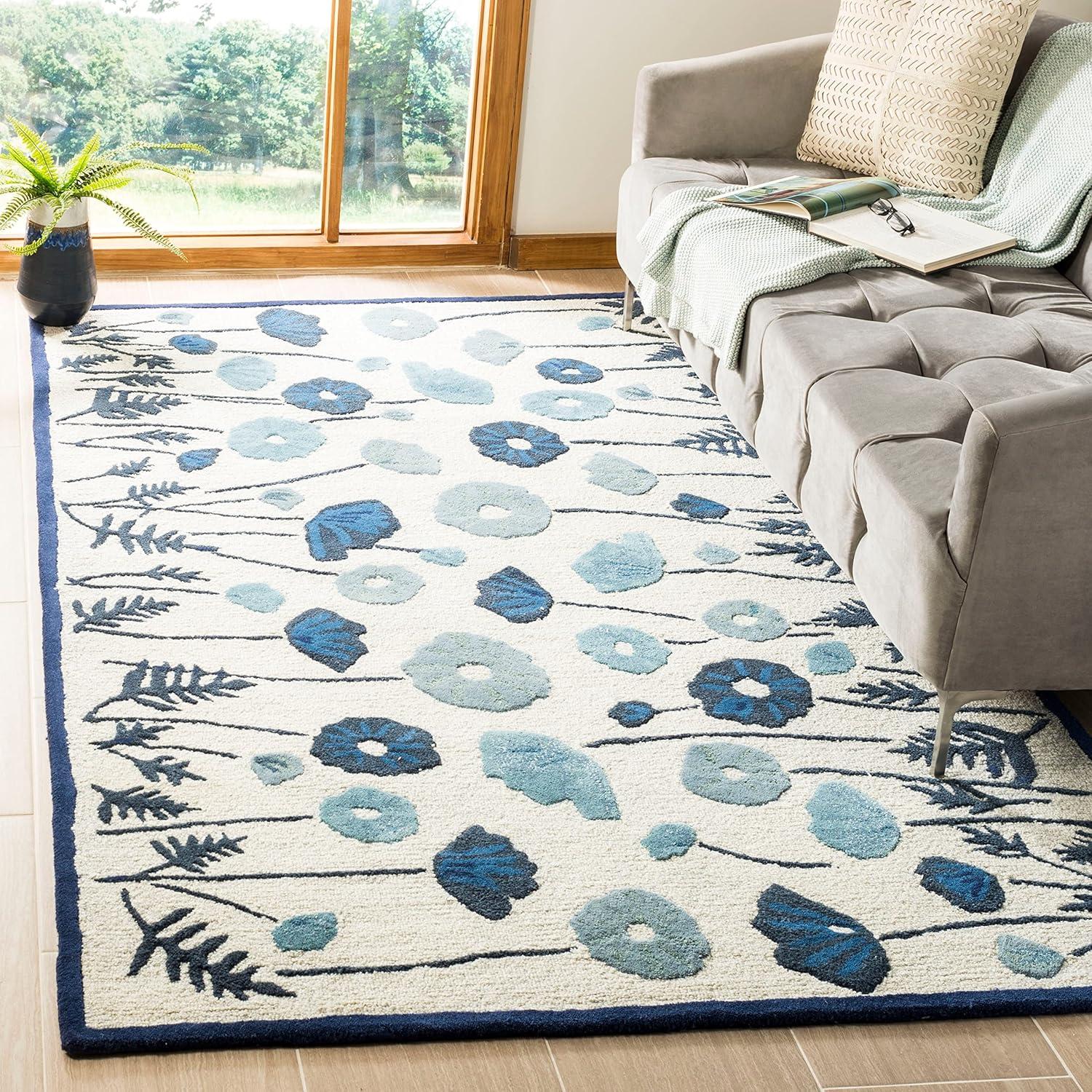 imageMartha Stewart x SAFAVIEH Area Rug Collection  4 x 6 Cayenne Red Handmade Wool ampamp Viscose Ideal for Living Room Foyer Bedroom Accent Space MSR3627BAzurite Blue