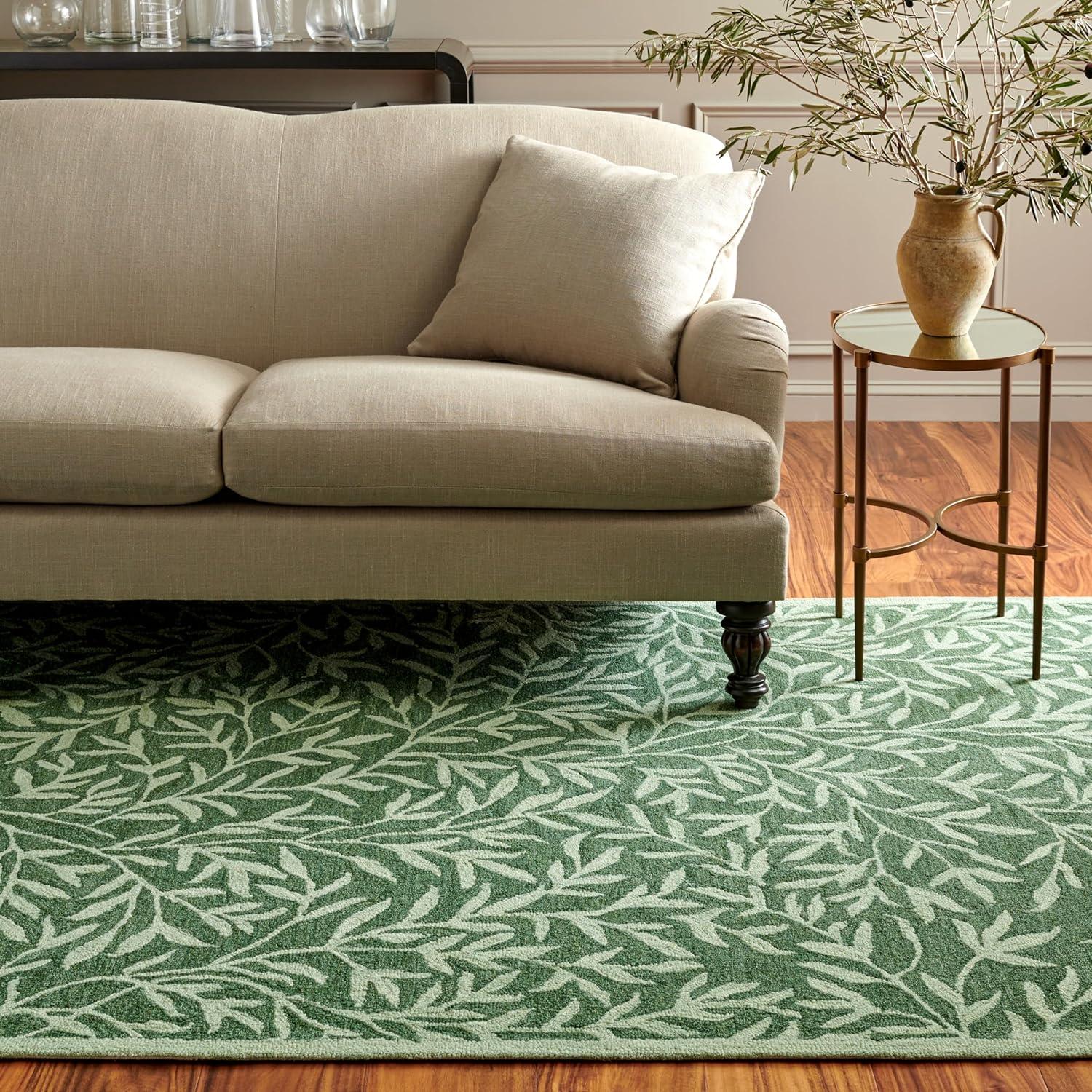 imageMartha Stewart x SAFAVIEH Area Rug Collection 5 x 8 Green Handmade Wool Ideal for Living Room Bedroom Office Dining Space MSR3527YGreen