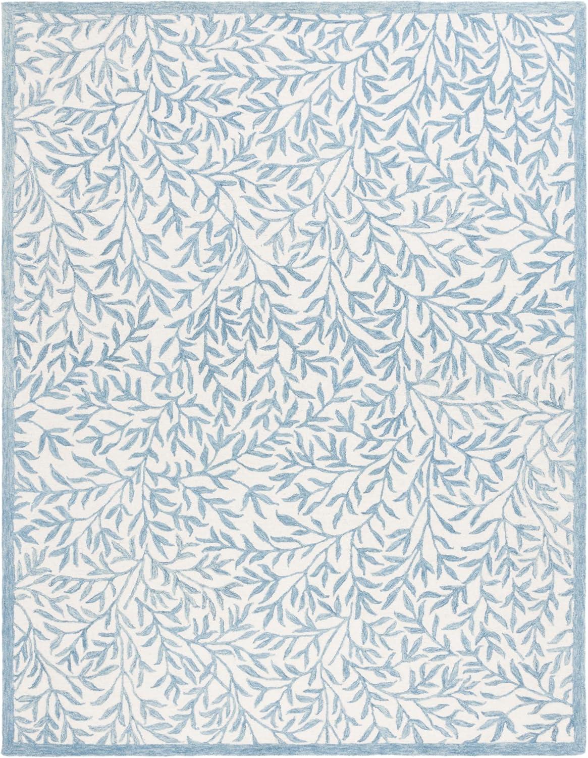 imageMartha Stewart x SAFAVIEH Area Rug Collection 5 x 8 Green Handmade Wool Ideal for Living Room Bedroom Office Dining Space MSR3527YIvoryBlue