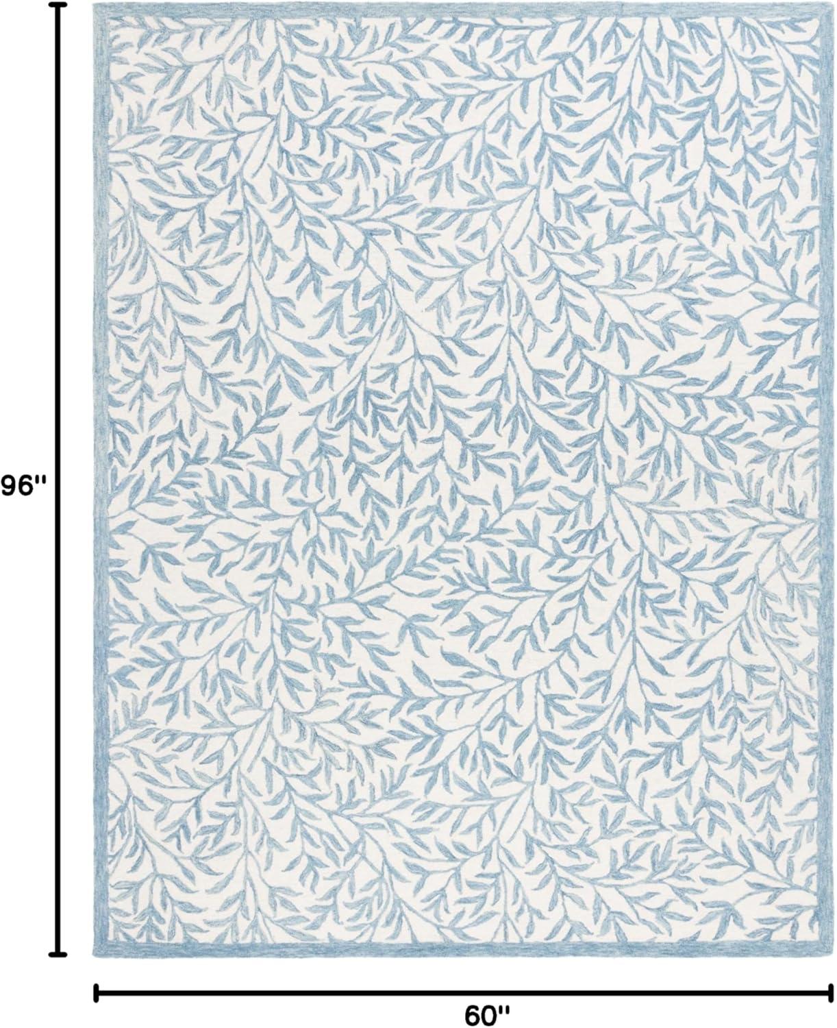 imageMartha Stewart x SAFAVIEH Area Rug Collection 5 x 8 Green Handmade Wool Ideal for Living Room Bedroom Office Dining Space MSR3527YIvoryBlue