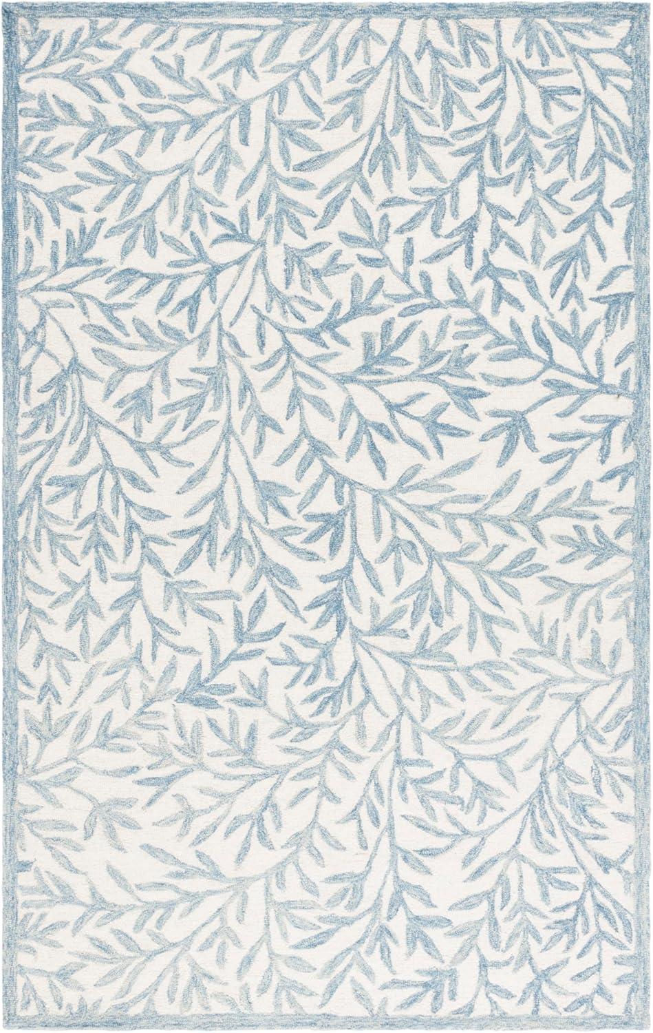 imageMartha Stewart x SAFAVIEH Area Rug Collection 5 x 8 Green Handmade Wool Ideal for Living Room Bedroom Office Dining Space MSR3527YIvoryBlue