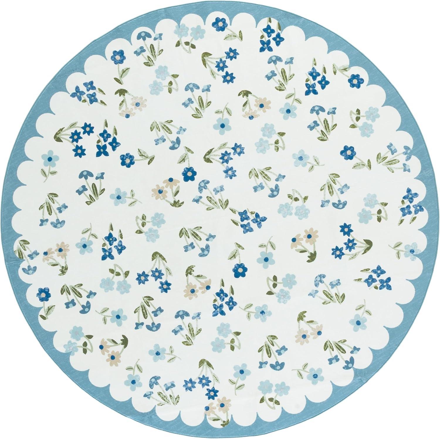 imageMartha Stewart x SAFAVIEH Machine Washable Area Rug Collection  5 x 8 Ivory ampamp Light Blue Slip Resistant ampamp Easy Cleaning Ideal for Ideal for Living Room Bedroom Dining Space MSRW198AIvoryLight Blue