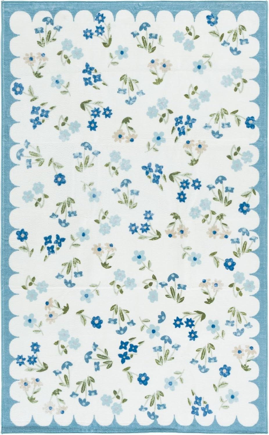imageMartha Stewart x SAFAVIEH Machine Washable Area Rug Collection  5 x 8 Ivory ampamp Light Blue Slip Resistant ampamp Easy Cleaning Ideal for Ideal for Living Room Bedroom Dining Space MSRW198AIvoryLight Blue