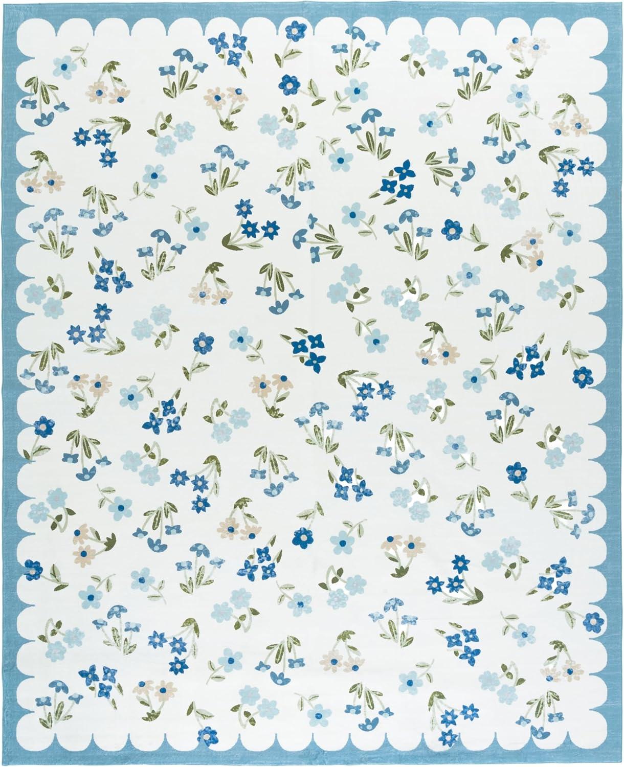 imageMartha Stewart x SAFAVIEH Machine Washable Area Rug Collection  5 x 8 Ivory ampamp Light Blue Slip Resistant ampamp Easy Cleaning Ideal for Ideal for Living Room Bedroom Dining Space MSRW198AIvoryLight Blue