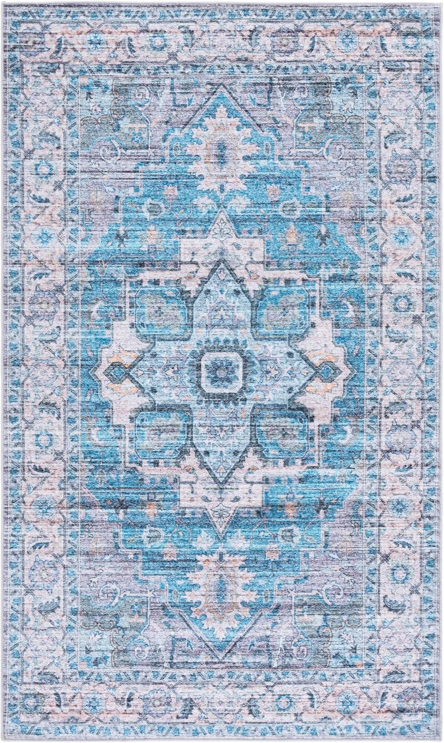 imageMartha Stewart x SAFAVIEH Machine Washable Area Rug Collection  5 x 8 Rust ampamp Blue Slip Resistant ampamp Easy Cleaning Ideal for Ideal for Living Room Bedroom Dining Space MSRW113QGreyTurquoise