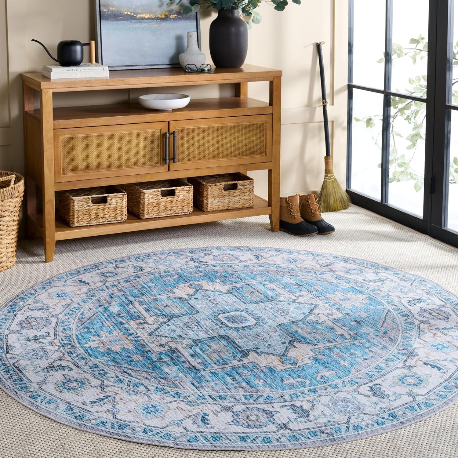 imageMartha Stewart x SAFAVIEH Machine Washable Area Rug Collection  5 x 8 Rust ampamp Blue Slip Resistant ampamp Easy Cleaning Ideal for Ideal for Living Room Bedroom Dining Space MSRW113QGreyTurquoise