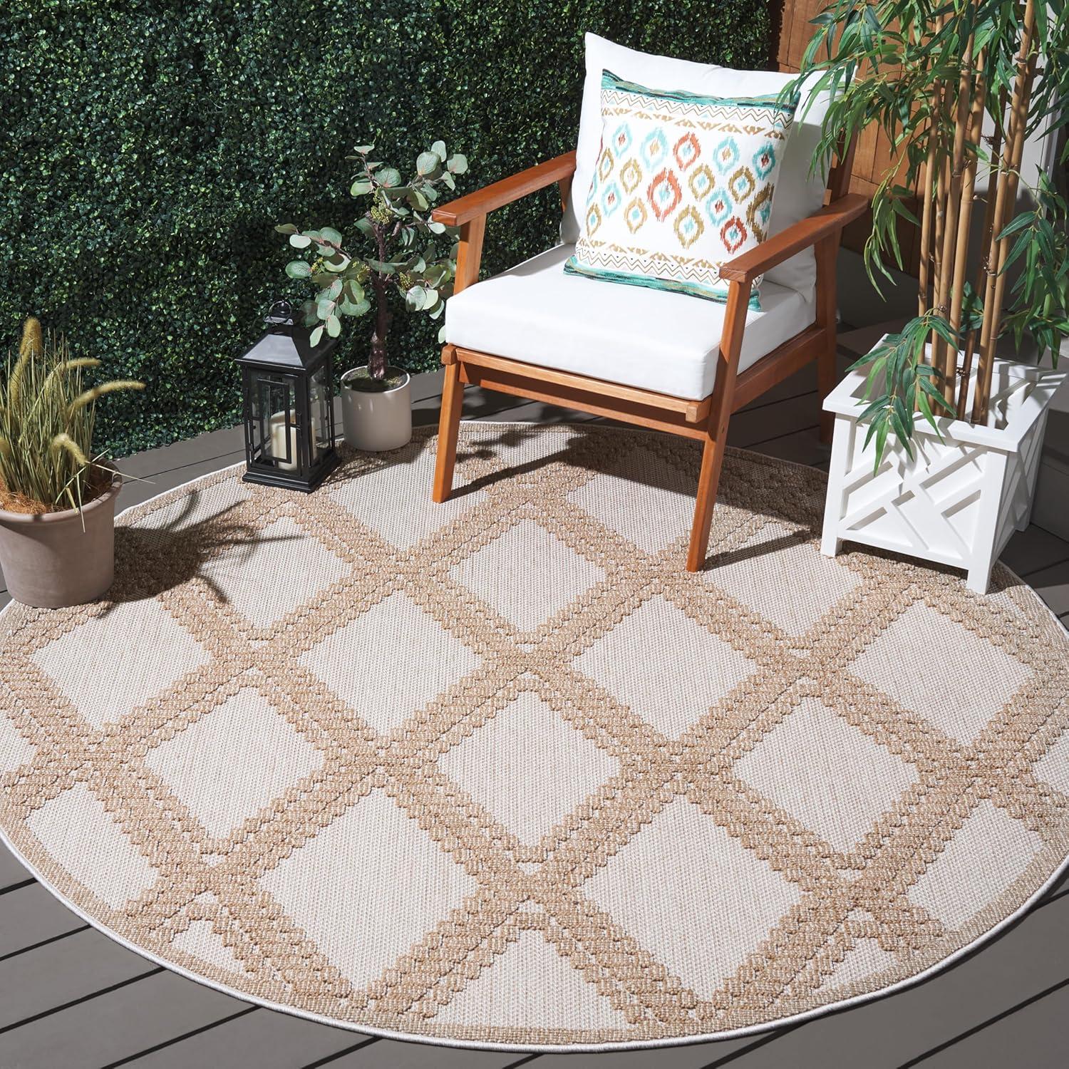 imageMartha Stewart x SAFAVIEH Outdoor Area Rug Collection  8 x 10 Grey ampamp Light Grey Weather Resistant ampamp Washable Ideal for Patio Backyard Mudroom Deck Dining Space MSRO226FBeigeBrown