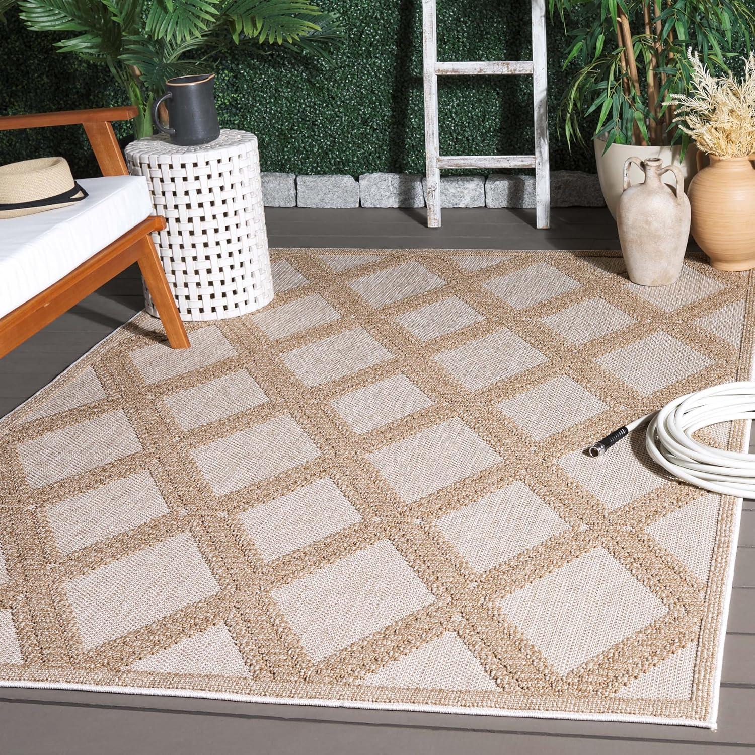 imageMartha Stewart x SAFAVIEH Outdoor Area Rug Collection  8 x 10 Grey ampamp Light Grey Weather Resistant ampamp Washable Ideal for Patio Backyard Mudroom Deck Dining Space MSRO226FBeigeBrown