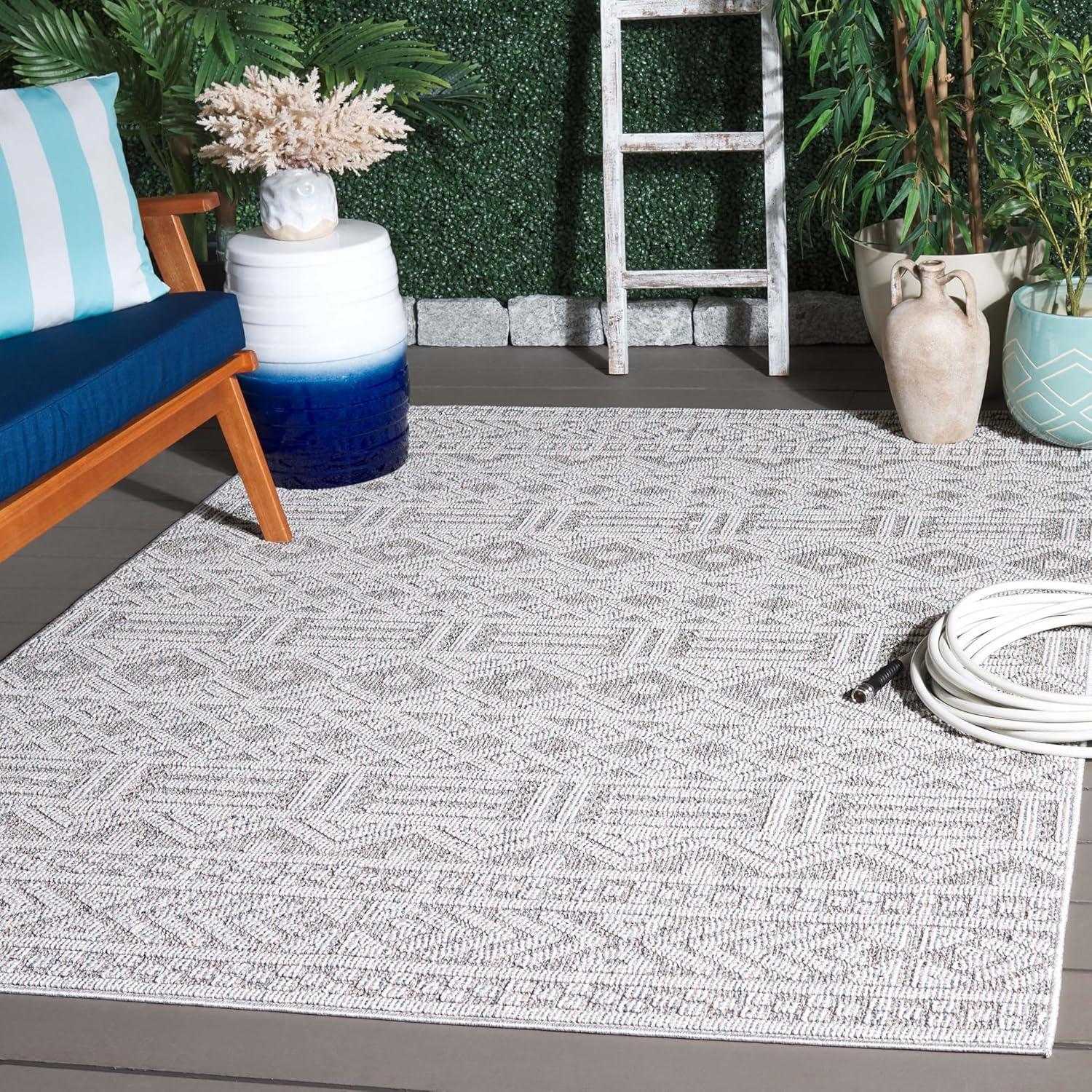 imageMartha Stewart x SAFAVIEH Outdoor Area Rug Collection  8 x 10 Grey ampamp Light Grey Weather Resistant ampamp Washable Ideal for Patio Backyard Mudroom Deck Dining Space MSRO226FGreyLight Grey