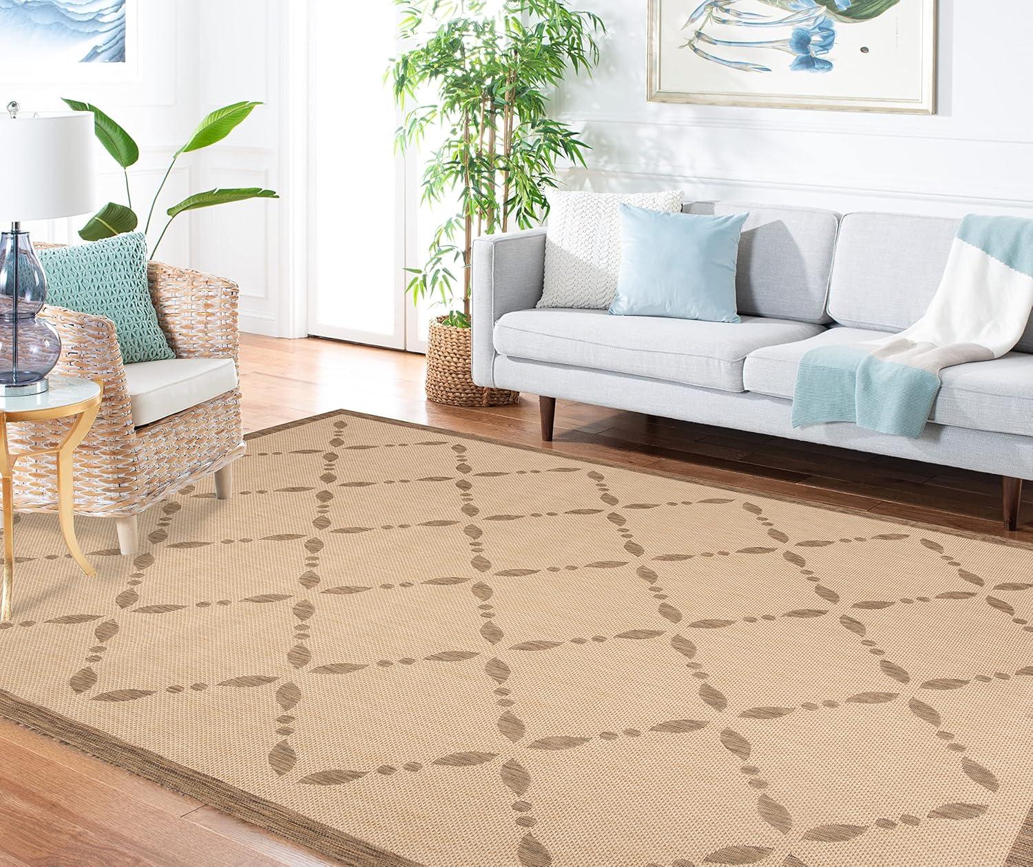 imageMartha Stewart x SAFAVIEH Outdoor Area Rug Collection  8 x 112quot Cream ampamp Green Weather Resistant ampamp Washable Ideal for Patio Backyard Mudroom Deck Dining Space MSR425214CremeBrown