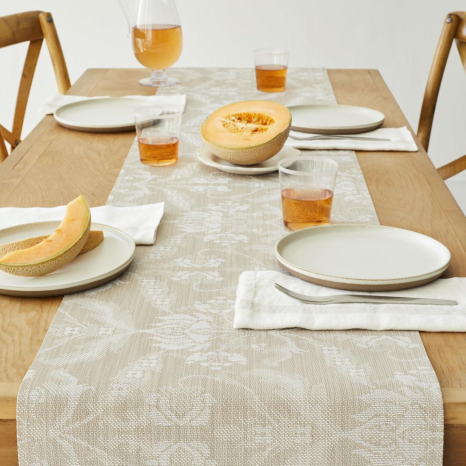imageMartha by Martha Stewart  Chilewich Damask Table Runner in Abalone  Easy Care Woven Textile  IndoorOutdoor  StainFade Resistant  14quot x 72quotFlax