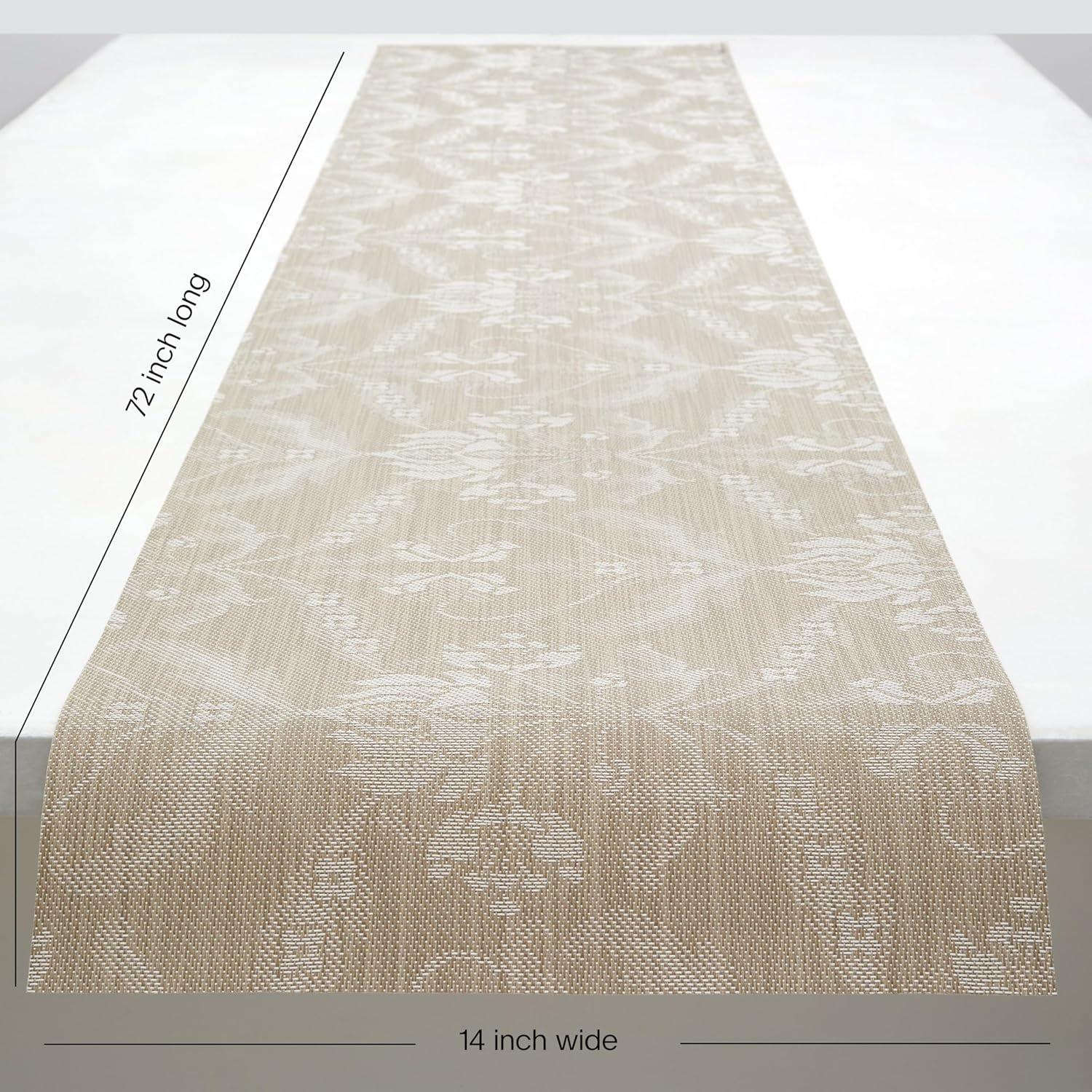 imageMartha by Martha Stewart  Chilewich Damask Table Runner in Abalone  Easy Care Woven Textile  IndoorOutdoor  StainFade Resistant  14quot x 72quotFlax