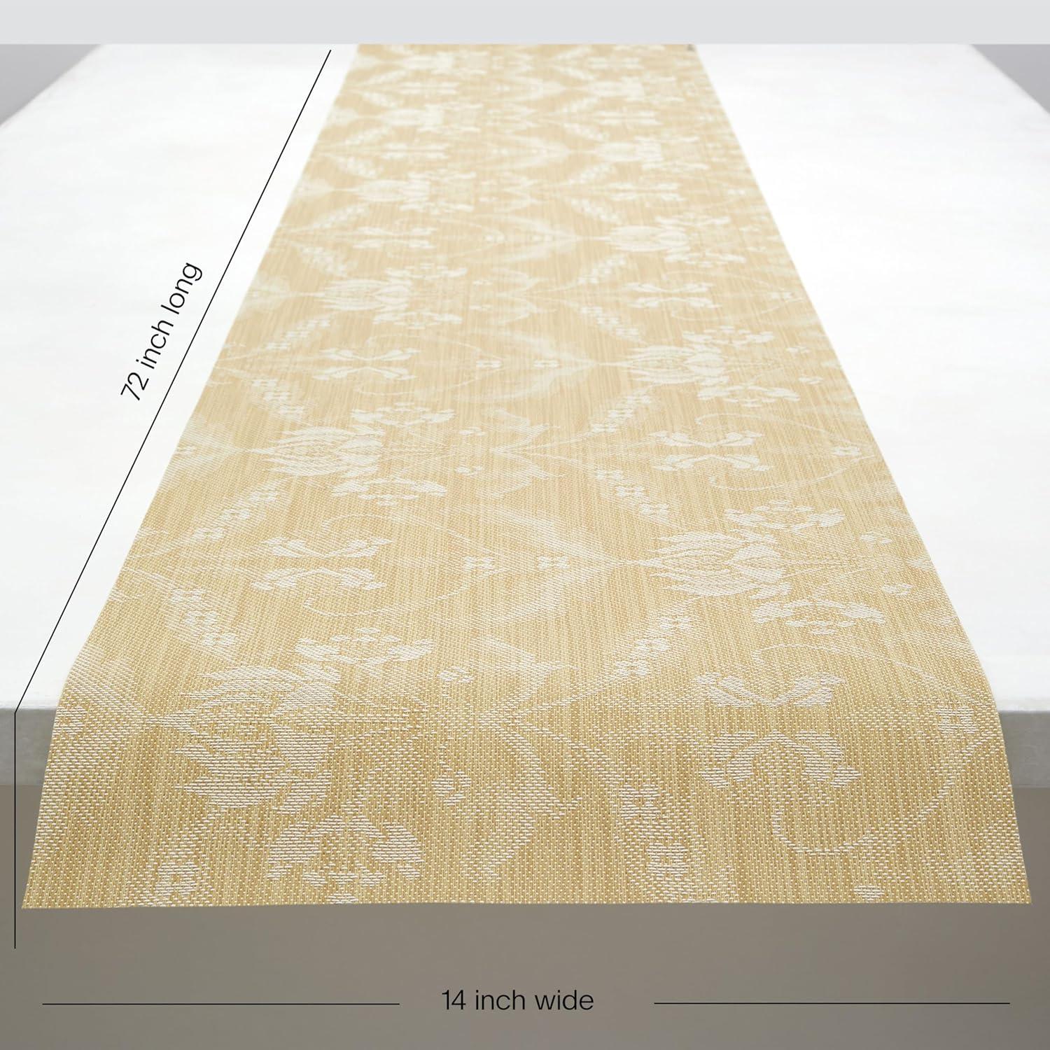 imageMartha by Martha Stewart  Chilewich Damask Table Runner in Abalone  Easy Care Woven Textile  IndoorOutdoor  StainFade Resistant  14quot x 72quotWheat