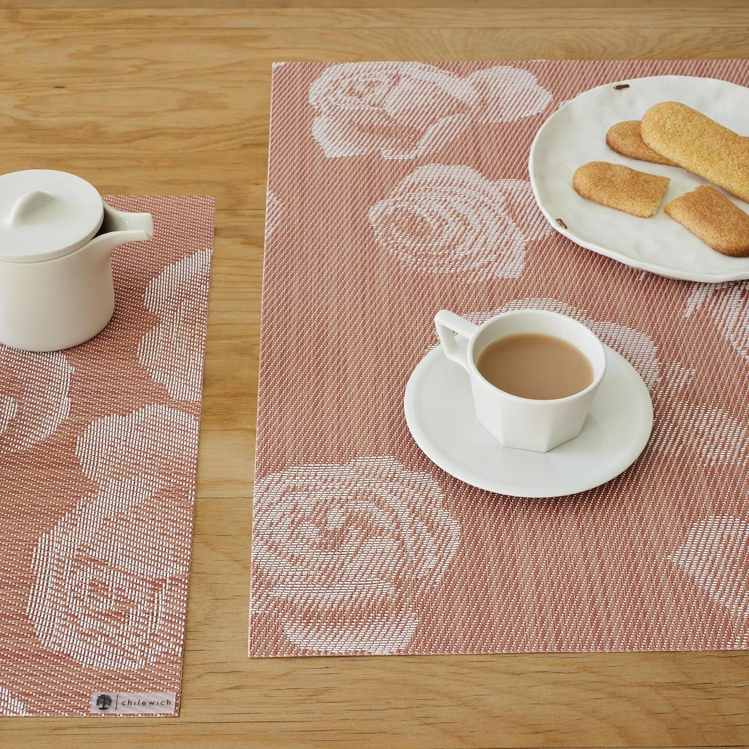 imageMartha by Martha Stewart  Chilewich Rosette Placemats in Burnt Coral  Set of 4  Easy Care Woven Tabletop Textiles  IndoorOutdoor  185quot x 135quot RectangleBurnt Coral