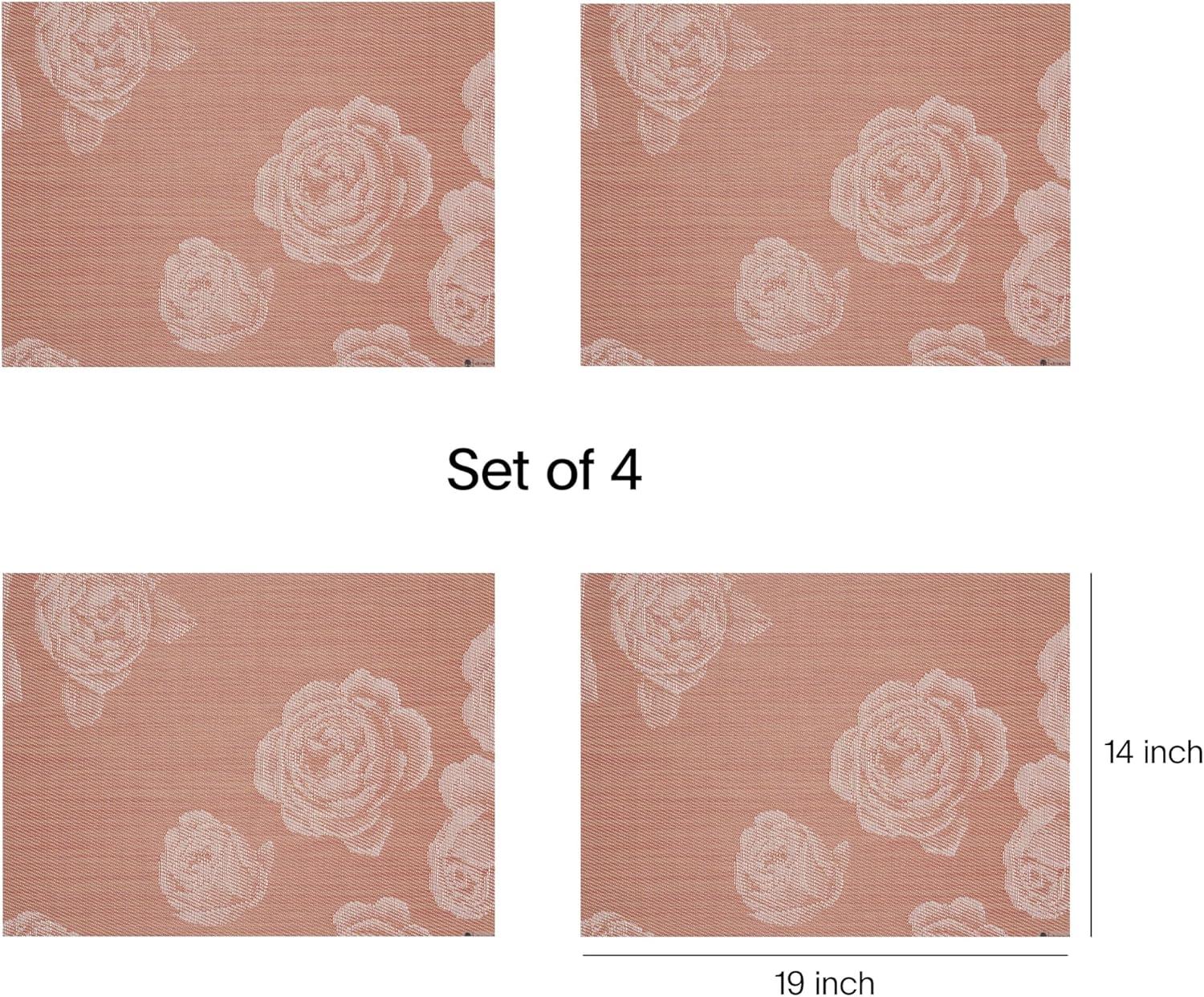 imageMartha by Martha Stewart  Chilewich Rosette Placemats in Burnt Coral  Set of 4  Easy Care Woven Tabletop Textiles  IndoorOutdoor  185quot x 135quot RectangleBurnt Coral