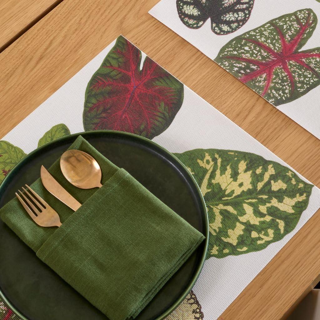 imageMartha by Martha Stewart Chilewich Scattered Leaf Placemat Set of 4 Easy Care Woven Tabletop Textile IndoorOutdoor 185quot x 135quot Rectangle