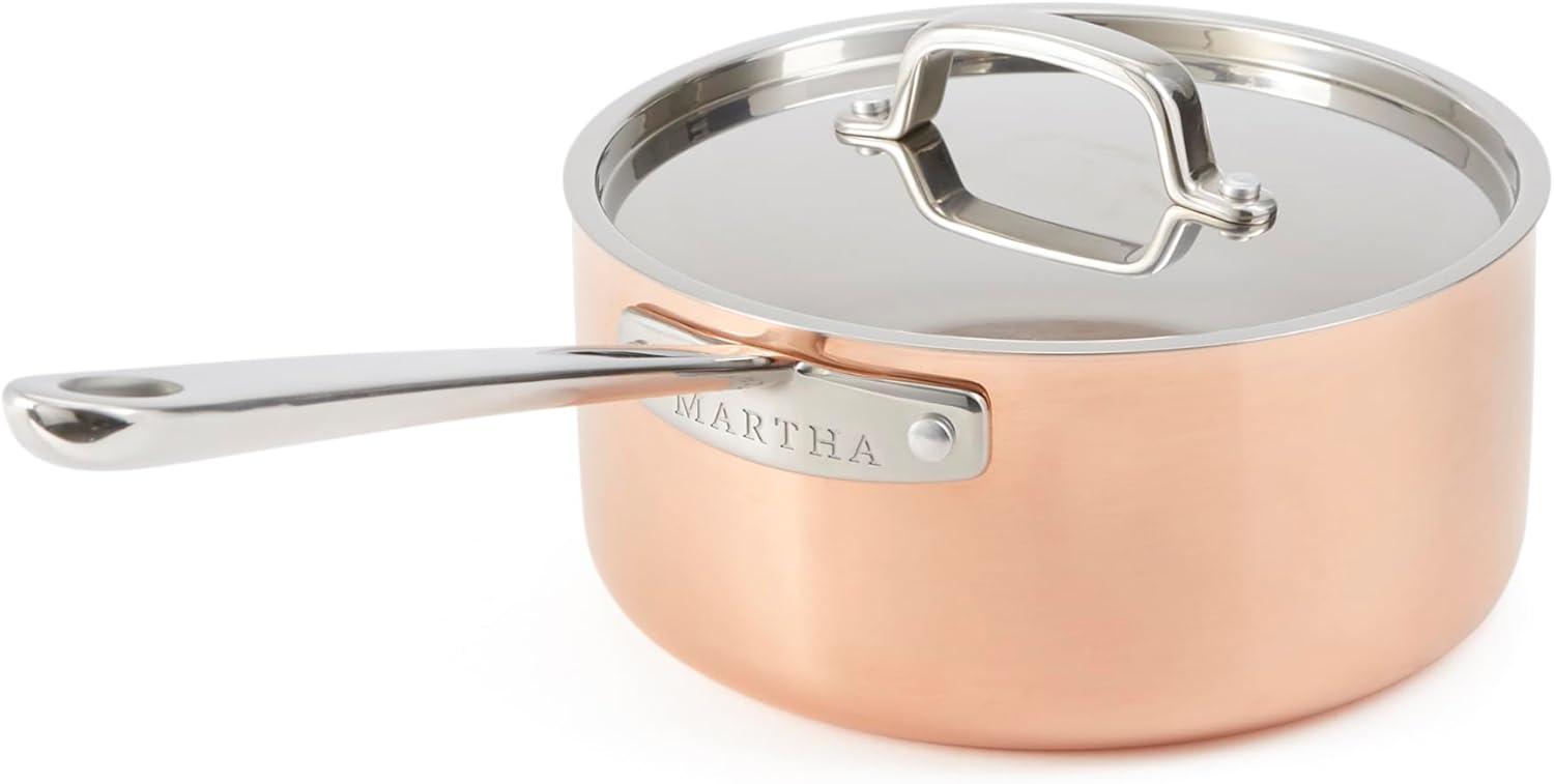 imageMartha by Martha Stewart 4Quart Stainless Steel Saucepan wLid  Copper ExteriorSatin InteriorCopper