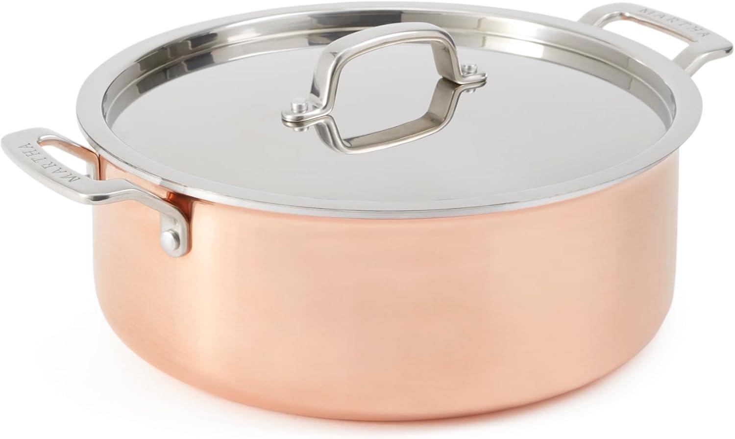 imageMartha by Martha Stewart 4Quart Stainless Steel Saucepan wLid  Copper ExteriorSatin InteriorCopper