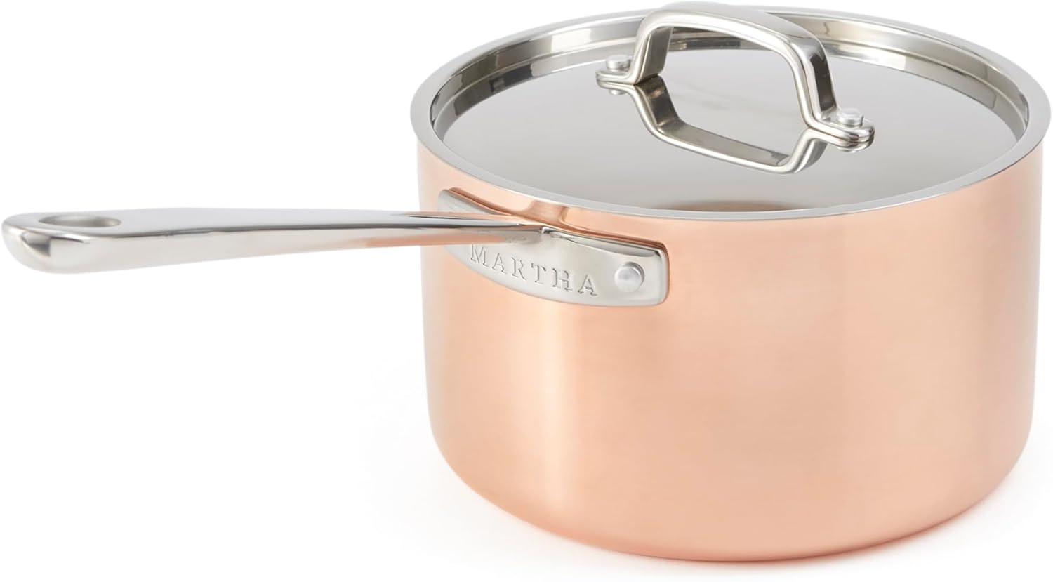 imageMartha by Martha Stewart 4Quart Stainless Steel Saucepan wLid  Copper ExteriorSatin InteriorCopper