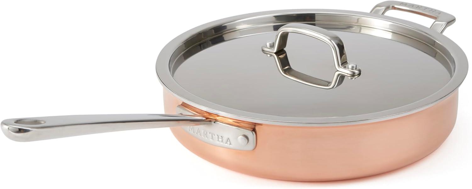 imageMartha by Martha Stewart 4Quart Stainless Steel Saucepan wLid  Copper ExteriorSatin InteriorCopper