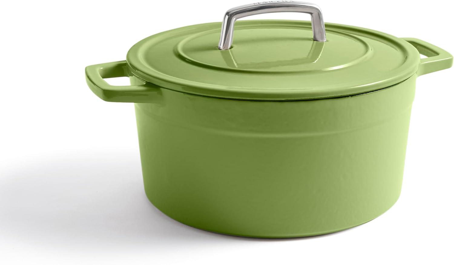 imageMartha by Martha Stewart 7 QT European Enameled Cast Iron Dutch Oven wLid  GanacheBay Leaf