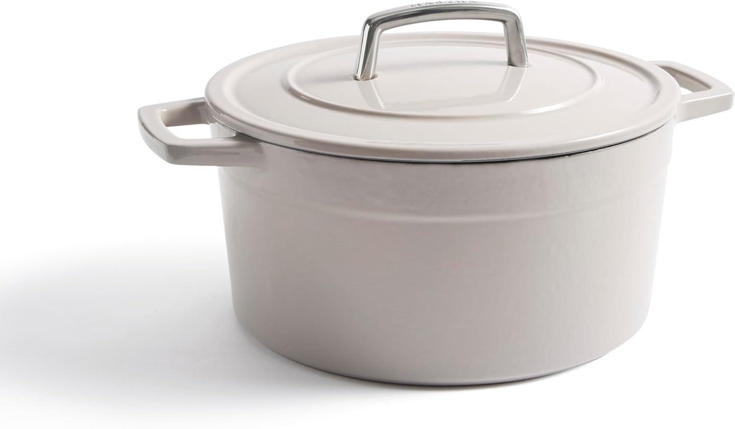 imageMartha by Martha Stewart 7 QT European Enameled Cast Iron Dutch Oven wLid  GanacheCobblestone