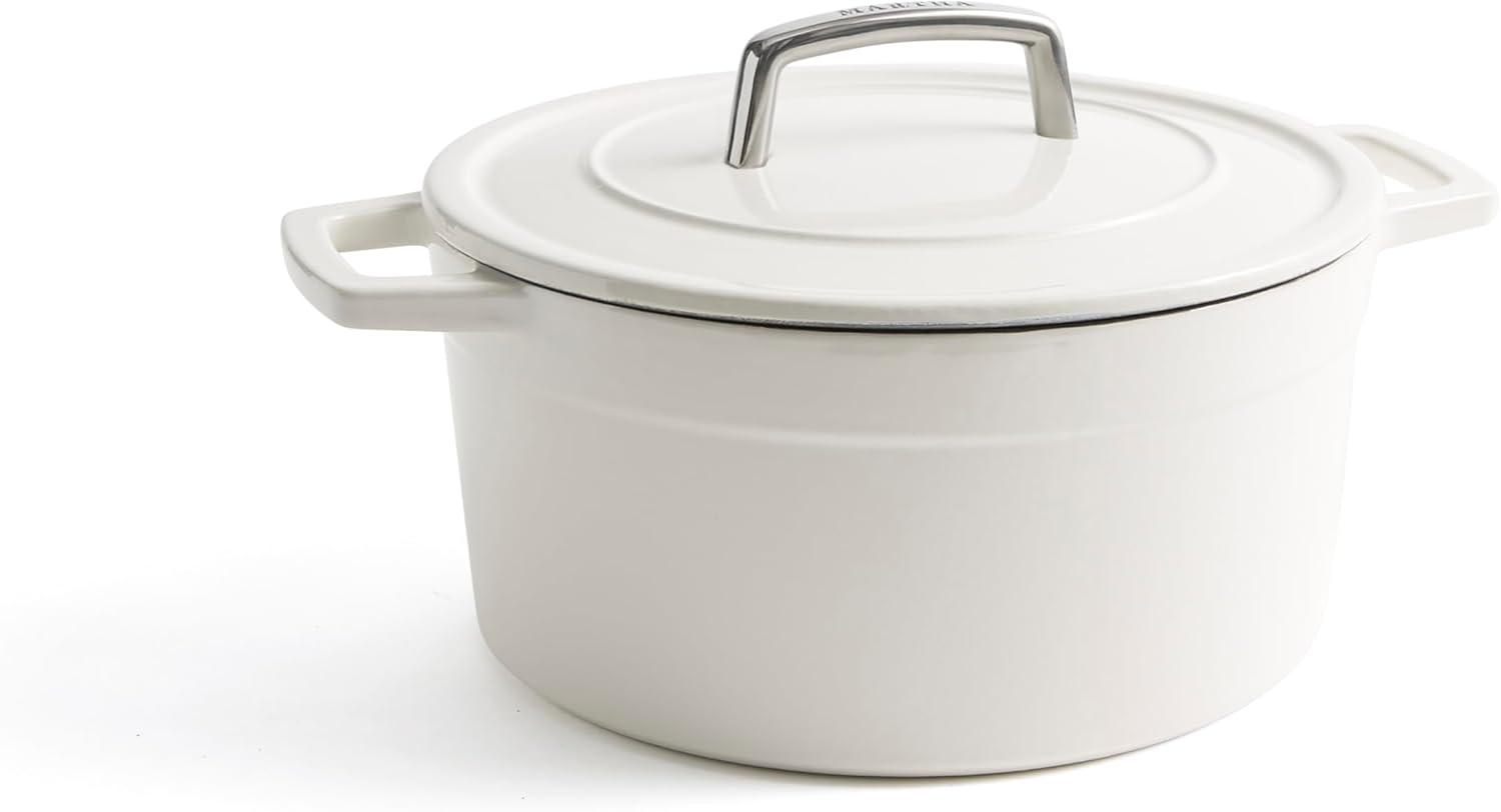 imageMartha by Martha Stewart 7 QT European Enameled Cast Iron Dutch Oven wLid  GanacheCrescent Moon