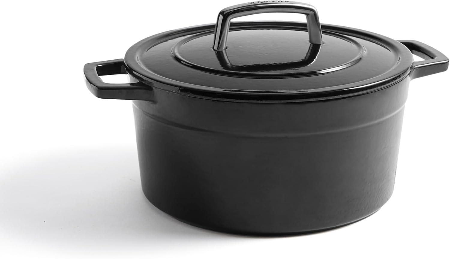 imageMartha by Martha Stewart 7 QT European Enameled Cast Iron Dutch Oven wLid  GanacheObsidian