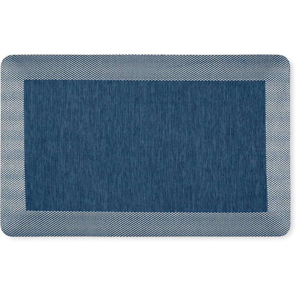 imageMARTHA STEWART Mira Modern Heathered Solid AntiFatigue AirInfused Kitchen Mat Navy Blue 196quotx32quotNavy Blue
