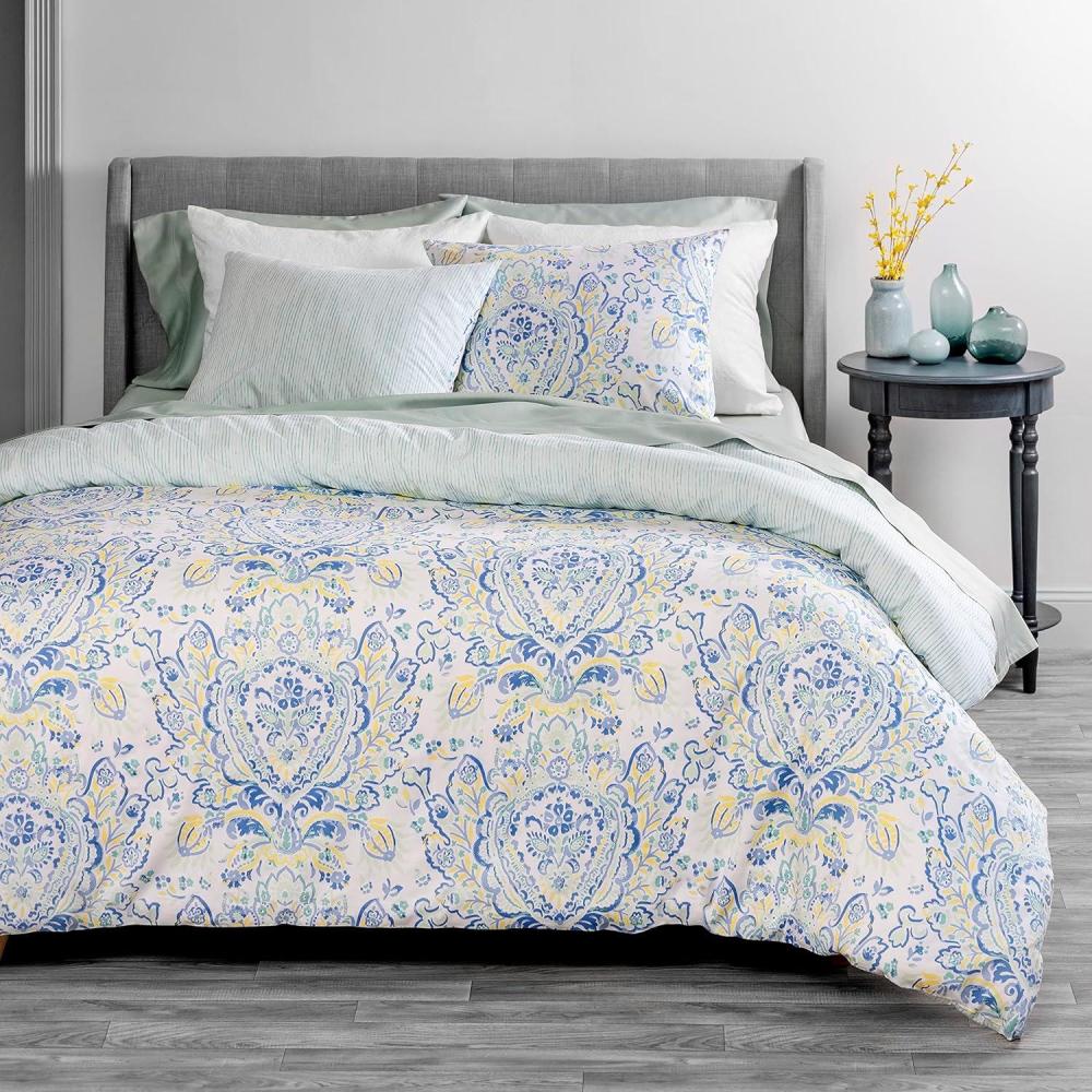 imageMARTHA STEWART Natalie King Size Duvet 3 Piece Set1 Duvet Cover 2 Pillow Shams Crinkle Velvet Texture Soft ampamp Royal Machine Wash 104quotx92quot with Button Closure ChampagneAqua